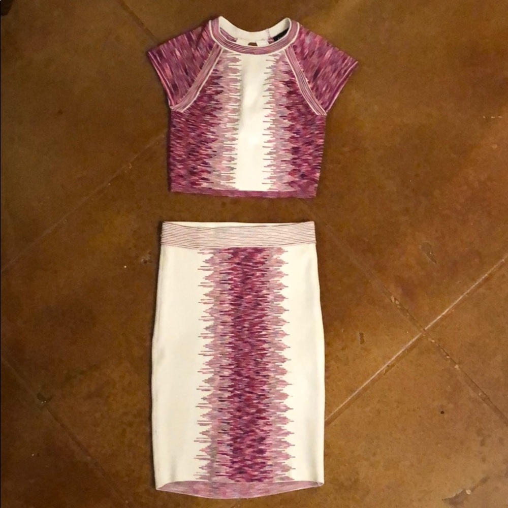 Bébé 2 piece bandage top and skirt outfit